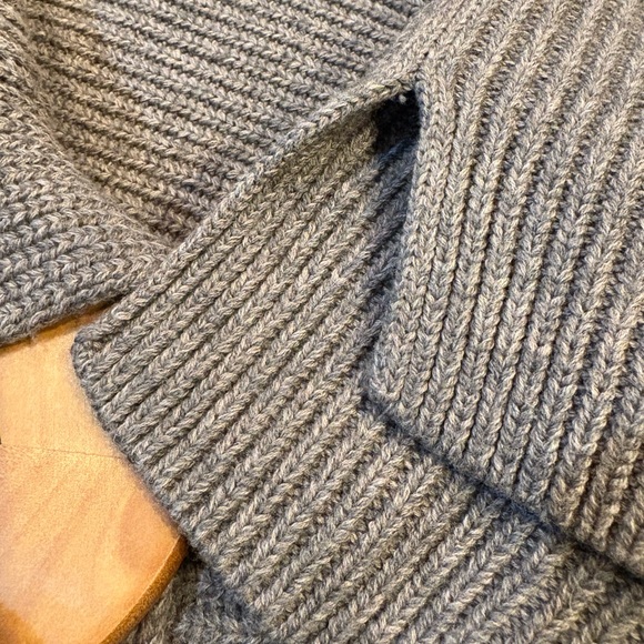 Poetry Taupe Ribbed Knit High Neck Full Zip Sweater Chunky Wool, Cotton Sz 6 - Picture 5 of 7